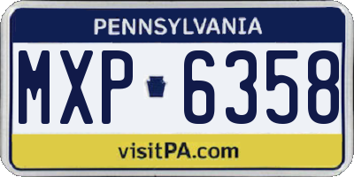 PA license plate MXP6358