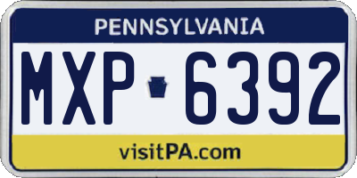 PA license plate MXP6392