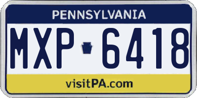 PA license plate MXP6418