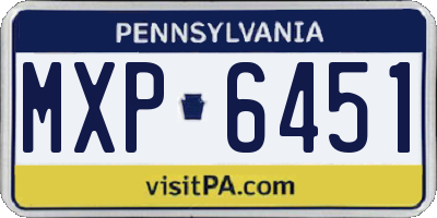 PA license plate MXP6451