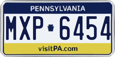 PA license plate MXP6454