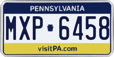 PA license plate MXP6458