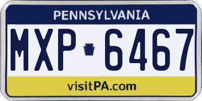 PA license plate MXP6467