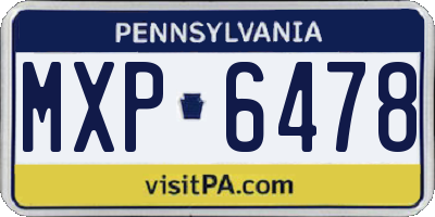 PA license plate MXP6478