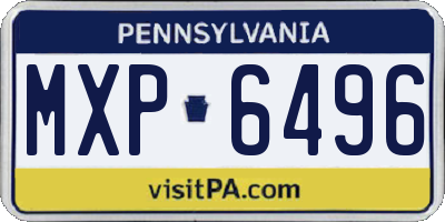 PA license plate MXP6496