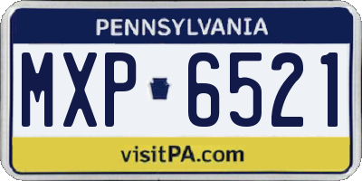 PA license plate MXP6521