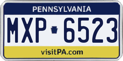 PA license plate MXP6523