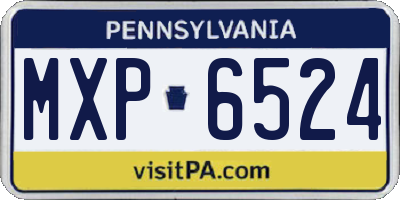 PA license plate MXP6524
