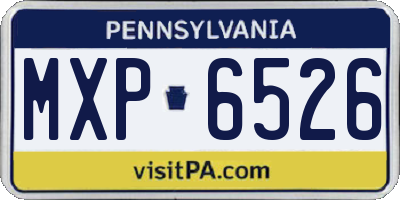 PA license plate MXP6526