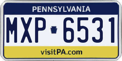 PA license plate MXP6531