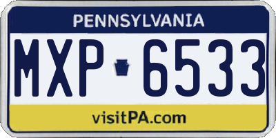 PA license plate MXP6533