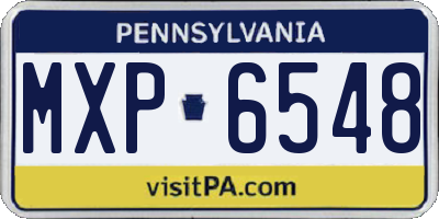 PA license plate MXP6548