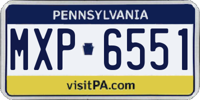 PA license plate MXP6551