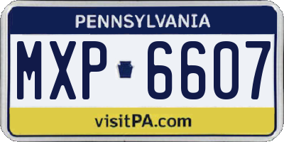 PA license plate MXP6607