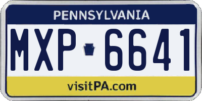 PA license plate MXP6641