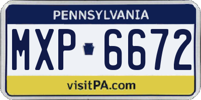 PA license plate MXP6672
