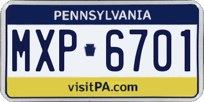 PA license plate MXP6701