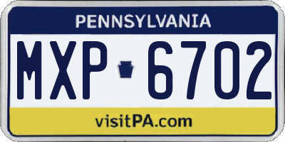 PA license plate MXP6702