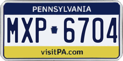 PA license plate MXP6704