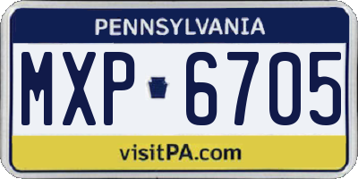 PA license plate MXP6705