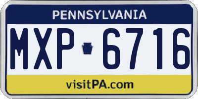 PA license plate MXP6716