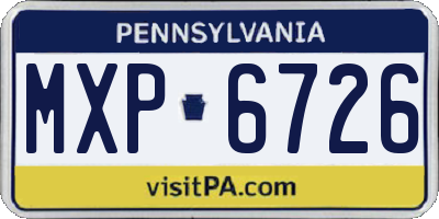 PA license plate MXP6726