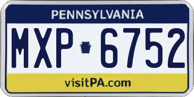 PA license plate MXP6752