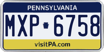 PA license plate MXP6758