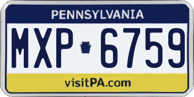 PA license plate MXP6759