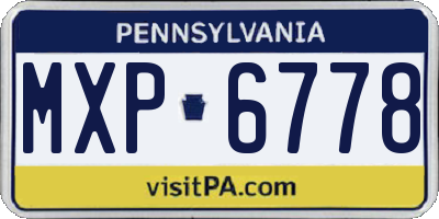 PA license plate MXP6778