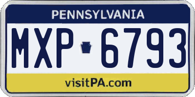 PA license plate MXP6793