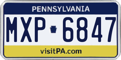 PA license plate MXP6847