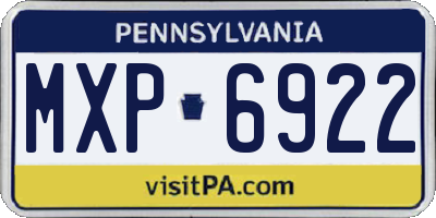 PA license plate MXP6922