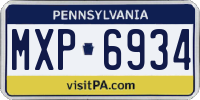 PA license plate MXP6934