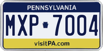 PA license plate MXP7004