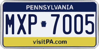 PA license plate MXP7005