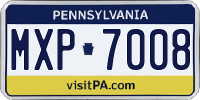 PA license plate MXP7008