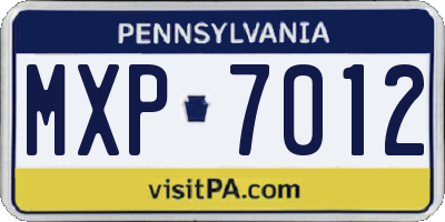 PA license plate MXP7012