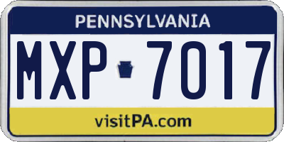 PA license plate MXP7017