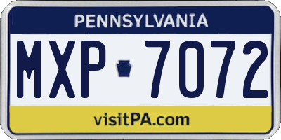 PA license plate MXP7072