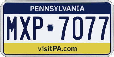 PA license plate MXP7077