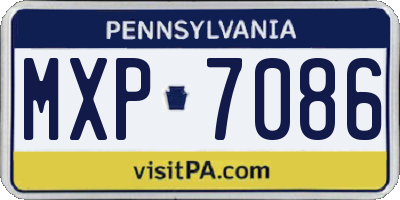 PA license plate MXP7086