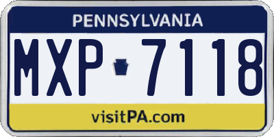 PA license plate MXP7118