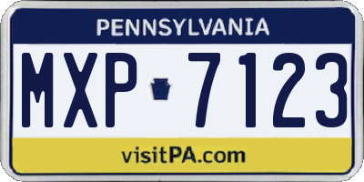 PA license plate MXP7123