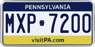 PA license plate MXP7200