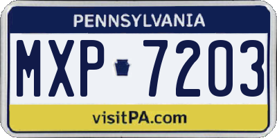 PA license plate MXP7203