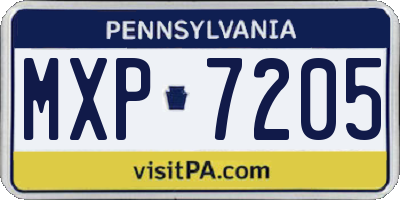 PA license plate MXP7205