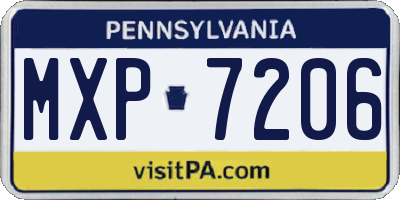 PA license plate MXP7206