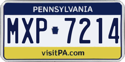 PA license plate MXP7214