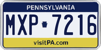 PA license plate MXP7216